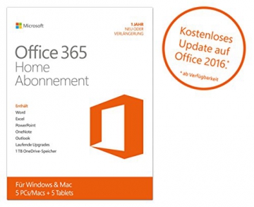 Microsoft Office 365 Home – 5PCs/MACs – 1 Jahresabonnement – multilingual (Product Key Card ohne Datenträger)