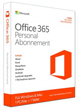 Microsoft Office 365 Personal - 1 PC/MAC - 1 Jahresabonnement - multilingual (Product Key Card ohne Datenträger) - 1